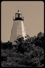 Plymouth (Gurnet) Lighthouse in Massachusetts - Sepia Tone